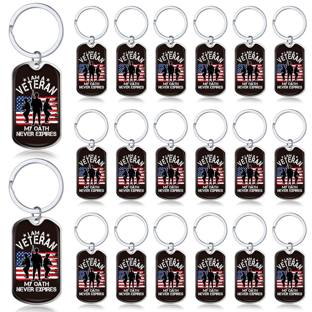 2877 18 Pcs 18 Pcs Veterans Army Keychain Gifts Military Keychain Gifts